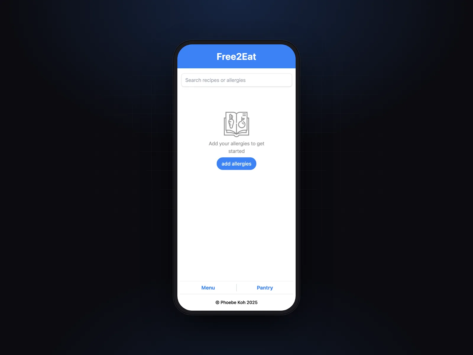 Free2Eat landing page