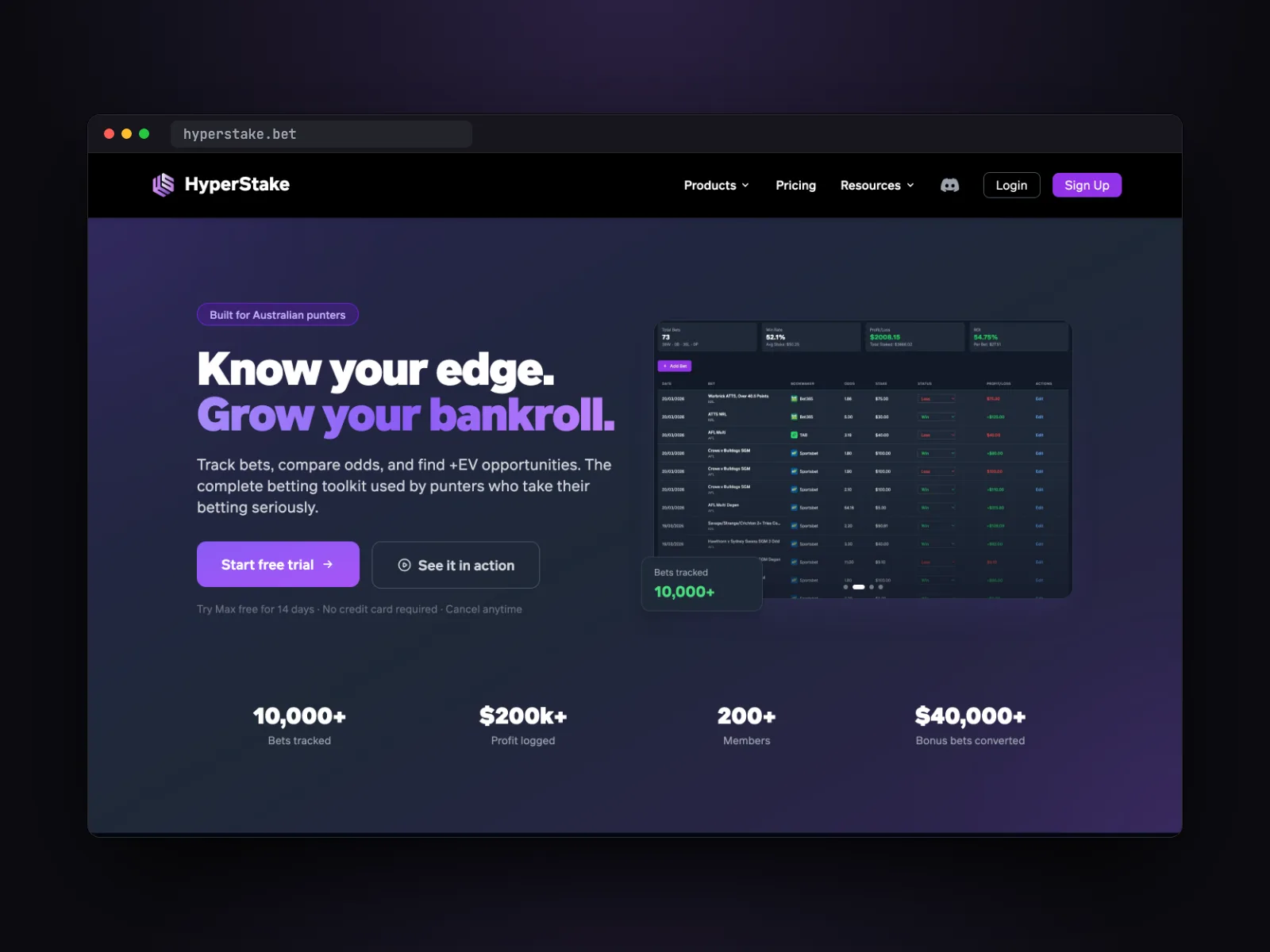 HyperStake landing page