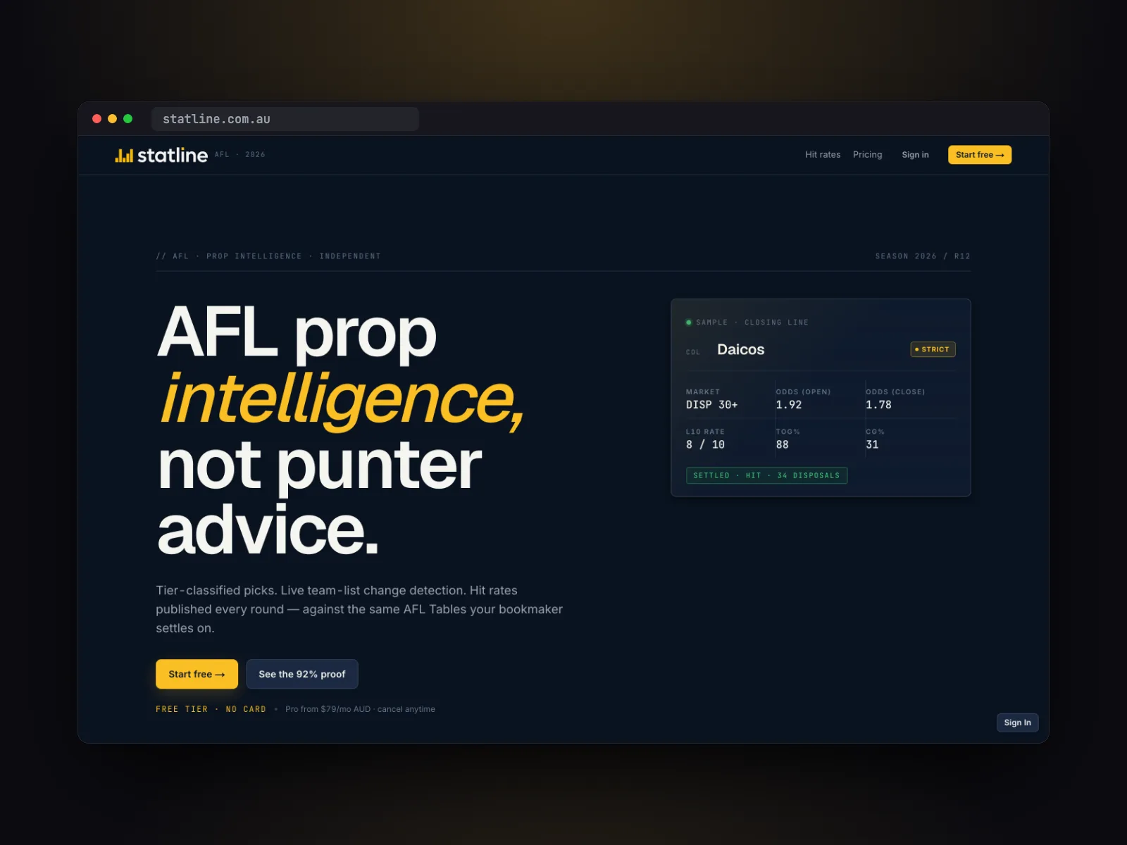 Statline landing page