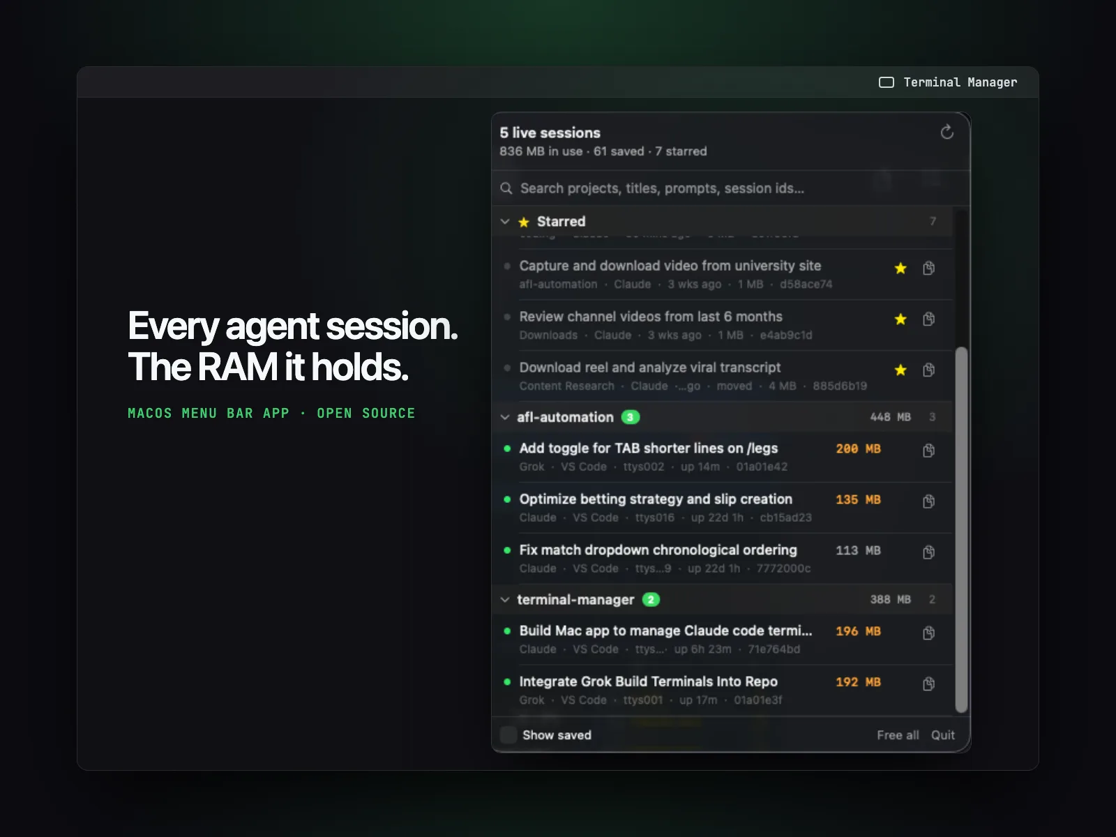 Terminal Manager landing page